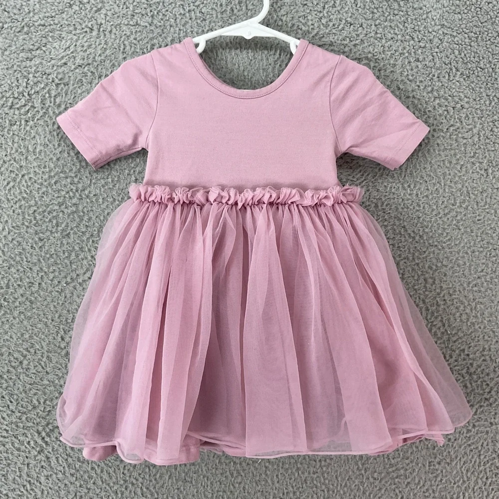 Quince Tutu Dress Kids 2T Mauve Pink Good Organic Cotton Tulle Ballet Fairycore